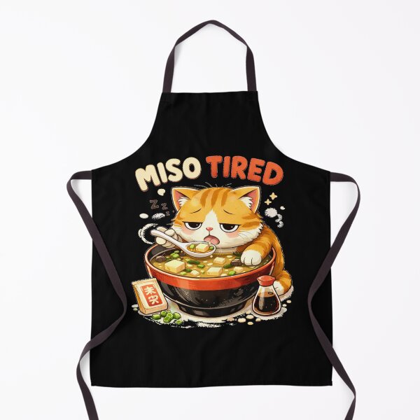 Item preview, Miso Tired Cat Eating Miso Soup – Funny Tired Cat Design designed and sold by KrissGraphShop.