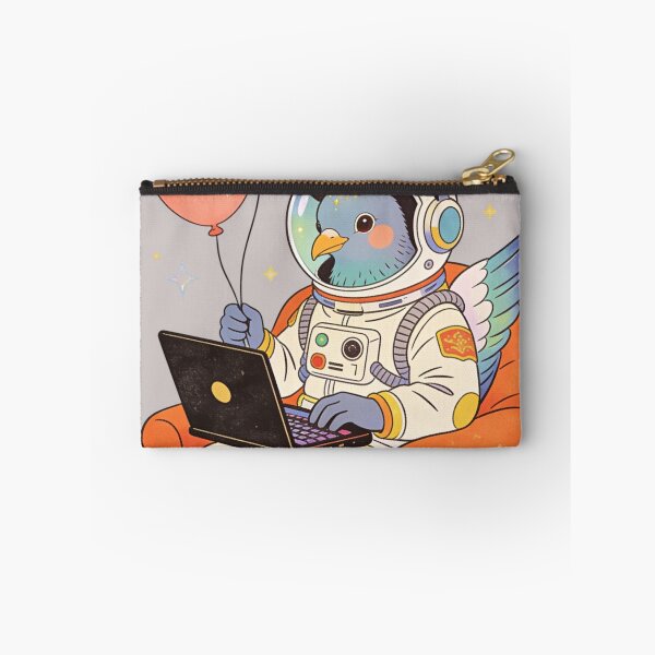 Item preview, The Chill Astronaut Pigeon: Vintage Retro Spaceman Working on Laptop Aesthetic Art designed and sold by Cherrydora.