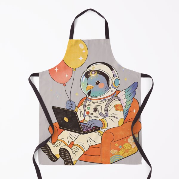 Artikelvorschau, Die entspannte Astronautentaube: Ästhetische Kunst im Vintage-Retro-Stil – ein Weltraumfahrer, der am Laptop arbeitet entworfen und verkauft von Cherrydora.