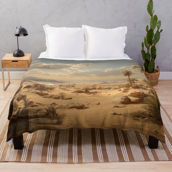 Item preview, Golden Desert Oasis Panorama – Warm Sand Dunes & Palm Trees Landscape Art designed and sold by nadrune.