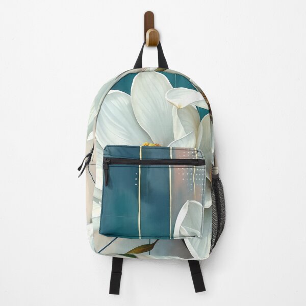 Item preview, White Magnolia Flowers, Abstract Blue & Greige artwork designed and sold by SolaoLab.