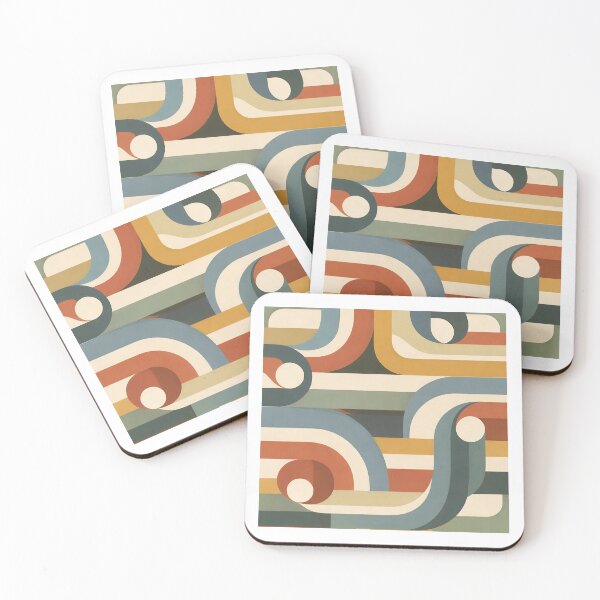 Item preview, Retro Geometric Banded Square Pattern Sticker | Mid-Century Modern Abstract Art designed and sold by AlignStudio.