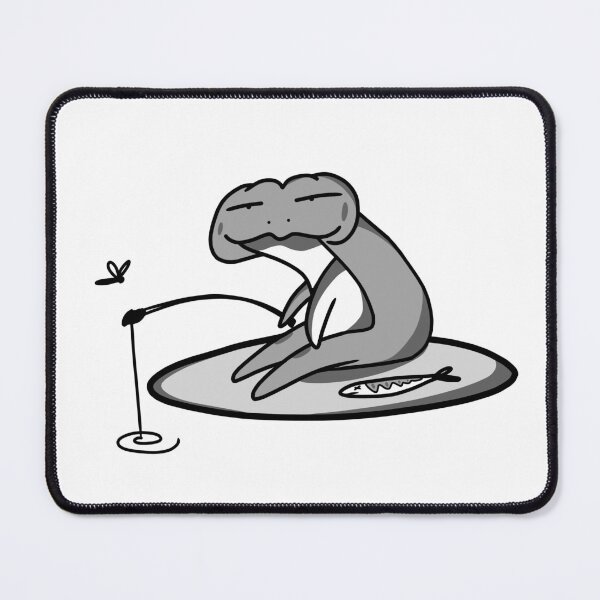 Item preview, Lazy Fishing Frog (BW) designed and sold by lunoxinfinity.
