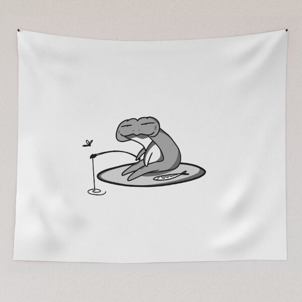 Item preview, Lazy Fishing Frog (BW) designed and sold by lunoxinfinity.