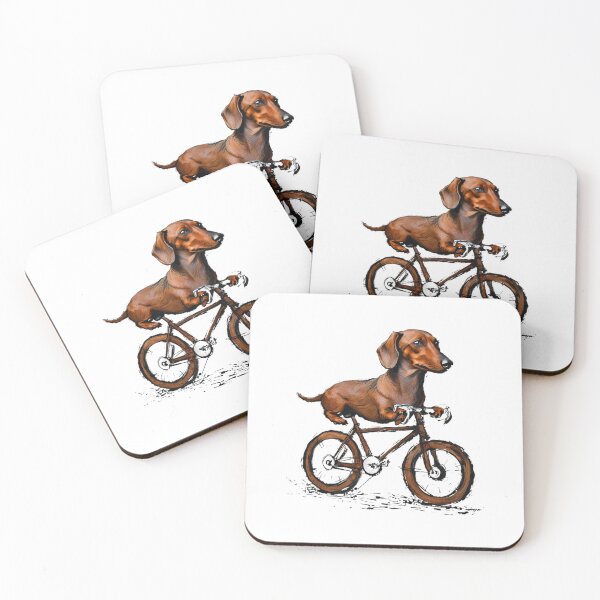 Item preview, Whimsical Dachshund on Bicycle — Hand-Drawn Weiner Dog Cycling Illustration designed and sold by Colorful-Garden.