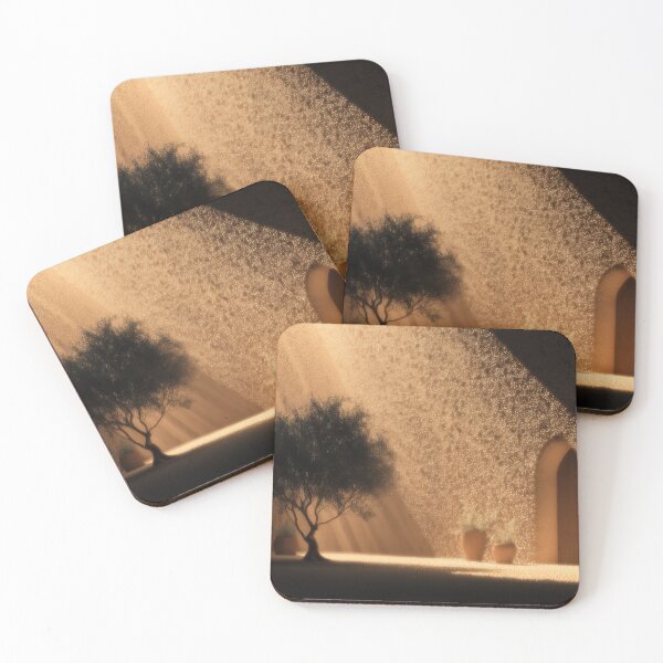 Item preview, Golden Desert Courtyard – Minimalist Tree, Light and Shadow Art designed and sold by nadrune.