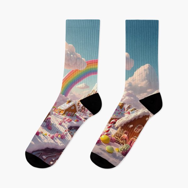 Item preview, A landscape with gingerbread houses and a rainbow designed and sold by Marcu Ioachim.