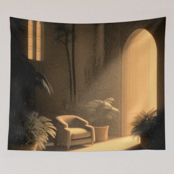 Item preview, Golden Sunlit Chair – Cozy Indoor Garden Light & Shadow Art designed and sold by nadrune.