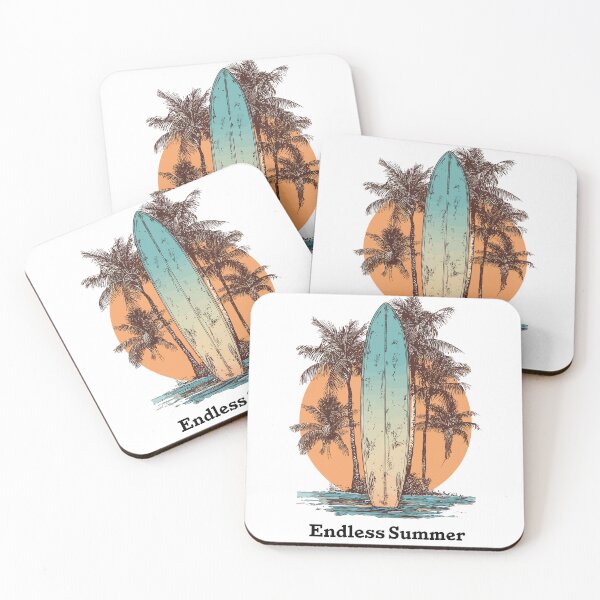 Item preview, Endless Summer Surfboard Design – Retro Tropical Sunset T-Shirt & Accessories designed and sold by DConcept.