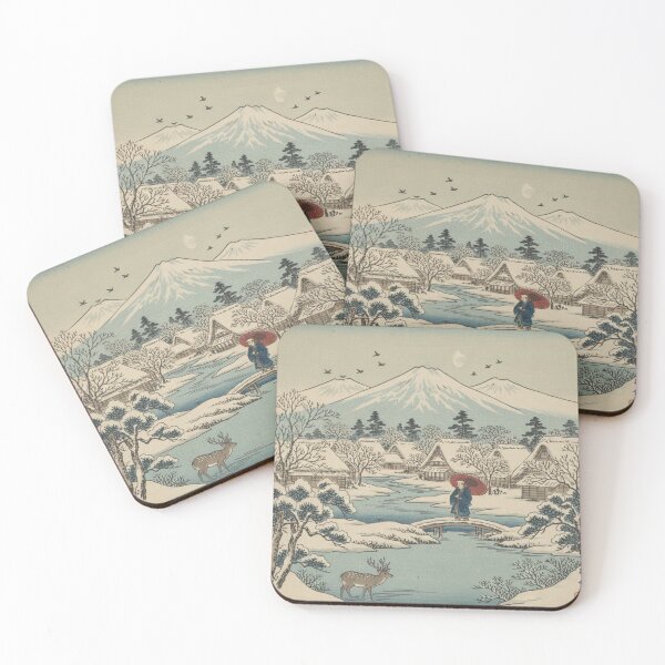 Item preview, Vintage Japanese Woodblock Print Winter Scene designed and sold by ZyVoAli.