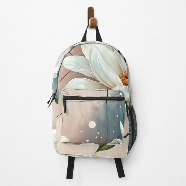 Item preview, White Magnolia Flowers, Abstract Dusty Blue & Blush Pink artwork designed and sold by SolaoLab.