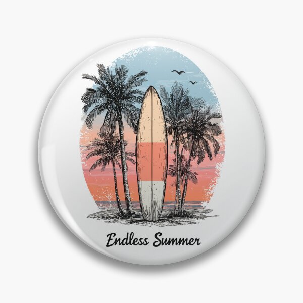 Item preview, Endless Summer Surfboard Art – Retro Beach Vibes with Tropical Palm Trees & Sunset designed and sold by DConcept.
