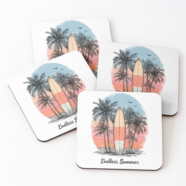 Item preview, Endless Summer Surfboard Art – Retro Beach Vibes with Tropical Palm Trees & Sunset designed and sold by DConcept.