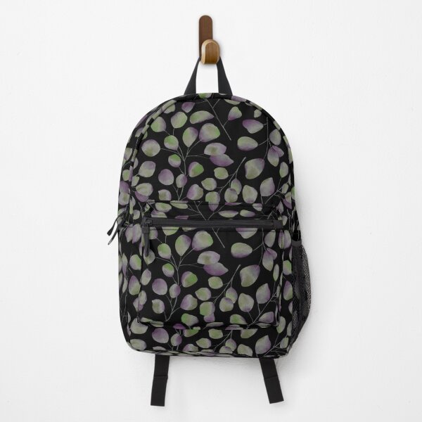 Item preview, Dancing Eucalyptus Leaves - Green Purple On Black designed and sold by thecolorbirdie.