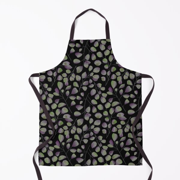 Item preview, Dancing Eucalyptus Leaves - Green Purple On Black  designed and sold by thecolorbirdie.