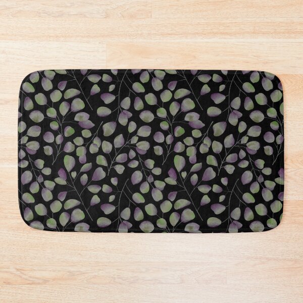 Item preview, Dancing Eucalyptus Leaves - Green Purple On Black  designed and sold by thecolorbirdie.