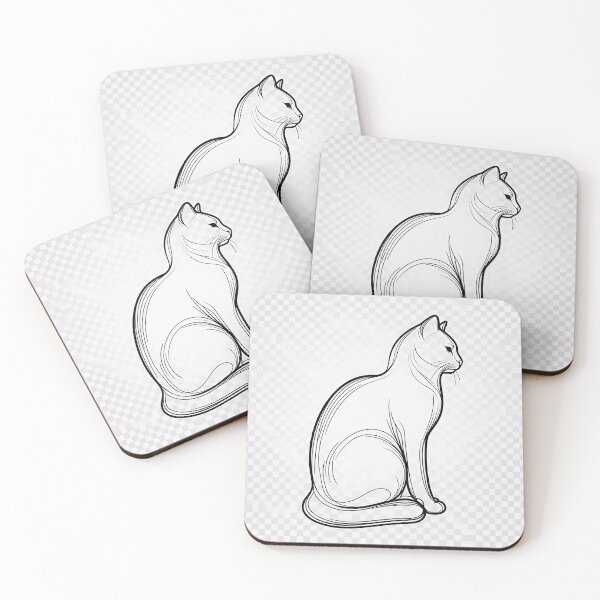 Artikelvorschau, Minimalistische Katzenillustration im Strichzeichnungsstil | Elegante Schwarz-Weiß-Zeichnung einer Katze entworfen und verkauft von shopwithcare.