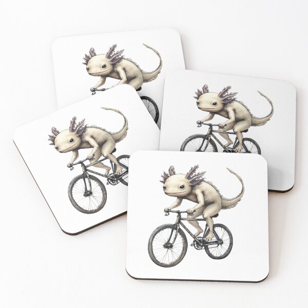 Item preview, Whimsical Cycling Axolotl — Sketch Style Mexican Walking Fish on Bicycle Illustration designed and sold by Colorful-Garden.
