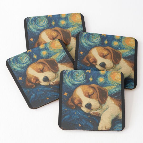 Item preview, Sleeping puppy – starry night style designed and sold by DreamPup.
