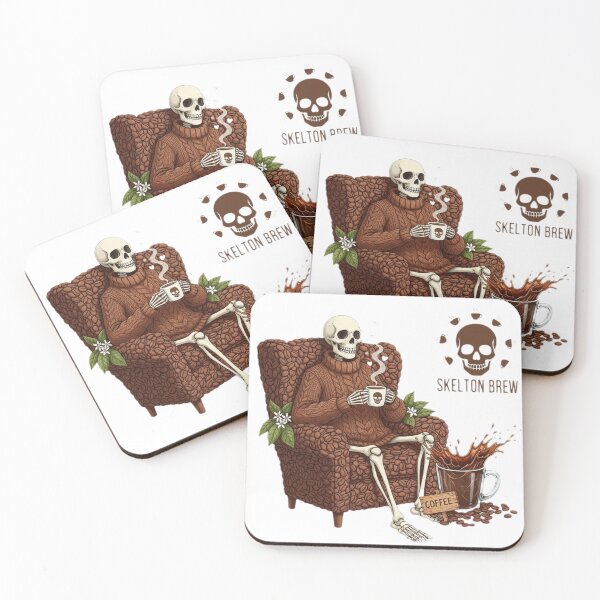 Item preview, Tired Skeleton Drinking Coffee – Funny Skeleton Art designed and sold by so01.