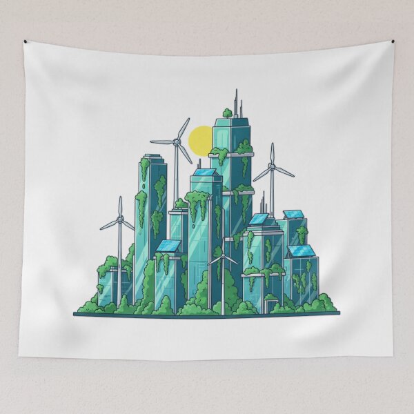 Item preview, Solarpunk Sustainable City - Green Urbanism Aesthetic Design designed and sold by MarsupilamiFans.