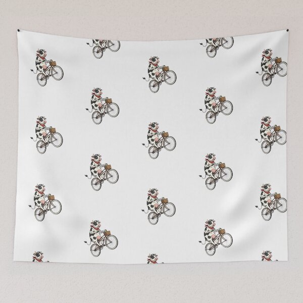 Item preview, Whimsical Cycling Cow — Cute Cartoon Holstein Cow on Vintage Bicycle Illustration designed and sold by Colorful-Garden.