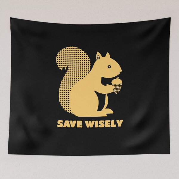 Item preview, Squirrel Holding Acorn Silhouette, Yellow on Black designed and sold by nikoart001.
