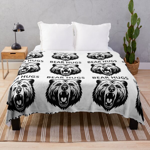 Item preview, T-shirt with line drawing of angry bear hugs - Black and white bear face designed and sold by Maad Store.