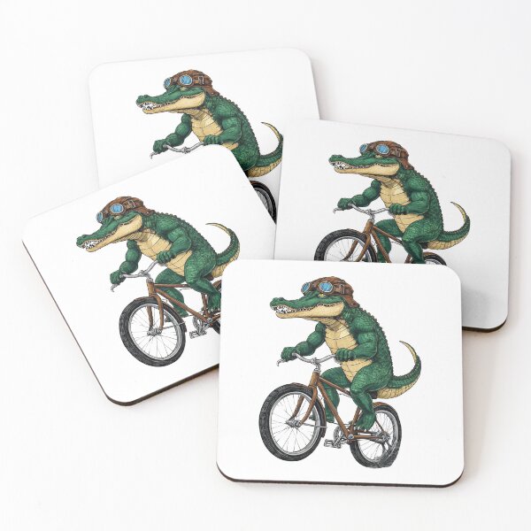 Item preview, Whimsical Cycling Crocodile — Retro Gator on Bicycle Adventure Illustration designed and sold by Colorful-Garden.