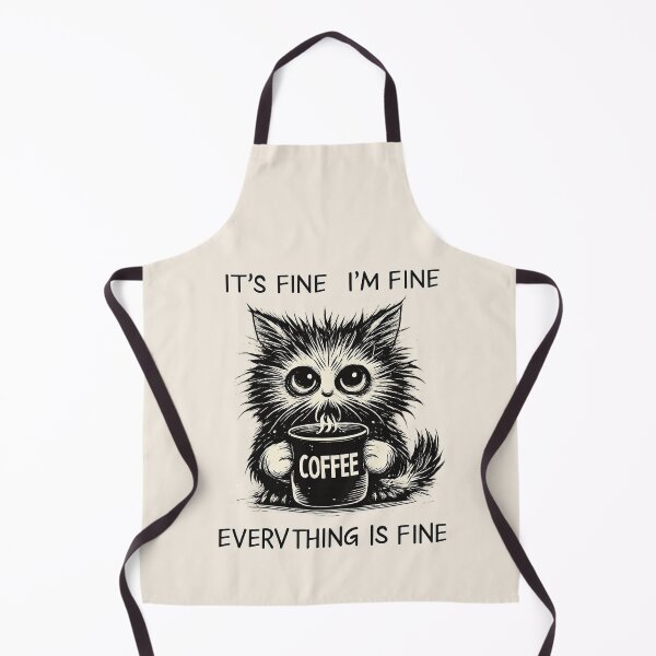 Item preview, Funny Coffee Cat With Burnout Vibes – Everything Is Fine Design designed and sold by Retro Rascals Co..