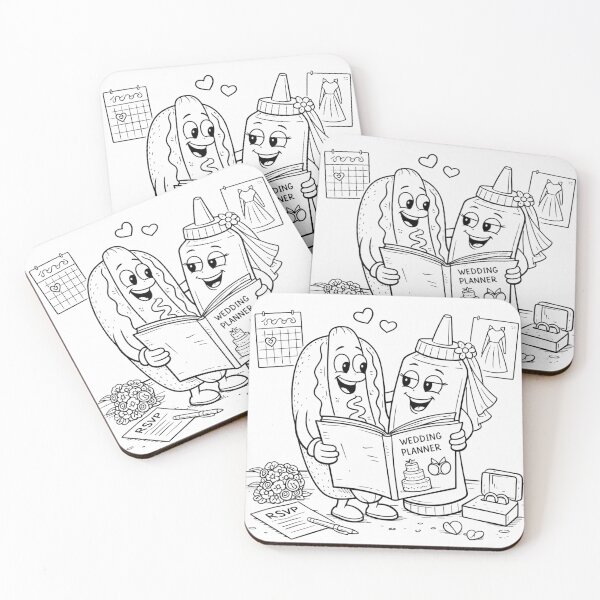 Item preview, Hotdog + condiment — Wedding Planner couple designed and sold by ComedyInkFactor.