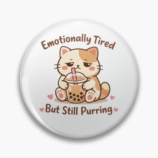 Item preview, Emotionally Tired But Still Purring Cat – Cute Boba Milk Tea Funny T-Shirt designed and sold by BShop20 – Cute Funny Tees & Gifts.