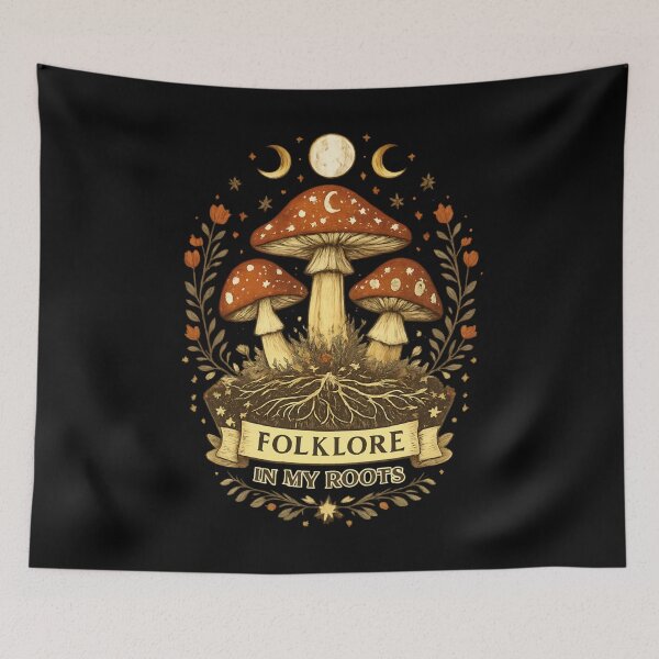 Item preview, Folklore in My Roots – Whimsical Mushroom Folk Art Design designed and sold by SidTastic .