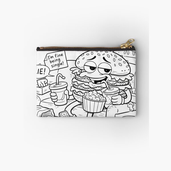 Item preview, I’m Fine Being Single… LIE! – Sad Burger Coloring Page designed and sold by ComedyInkFactor.