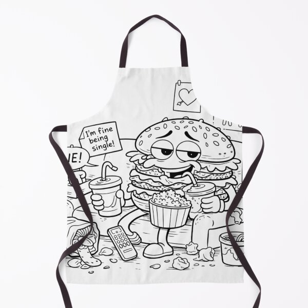 Item preview, I’m Fine Being Single… LIE! – Sad Burger Coloring Page designed and sold by ComedyInkFactor.