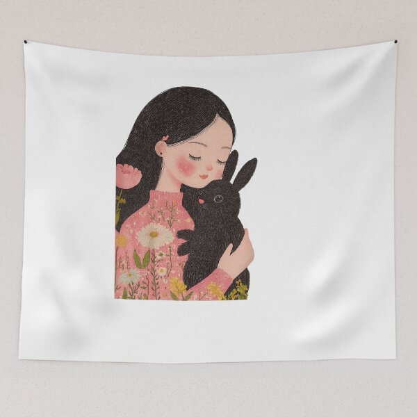 Item preview, Custom Pet and Owner Portrait Pet Illustration Portrait Pet and Owner Illustration Human and Pet Portrait Rabbit Custom Art Guinea Pig Art designed and sold by TheNameCraftery.