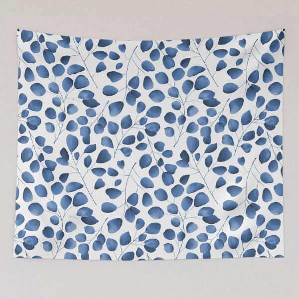 Item preview, Dancing Eucalyptus Leaves - Royal Blue designed and sold by thecolorbirdie.