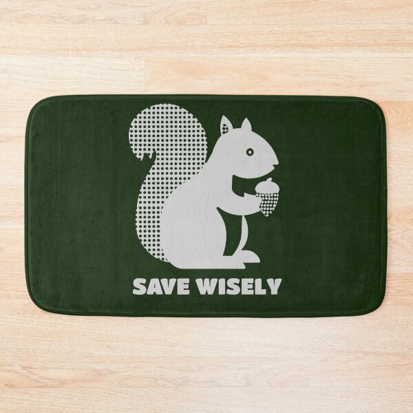 Item preview, Squirrel Holding Acorn Silhouette, Light Grey on Forest Green designed and sold by nikoart001.