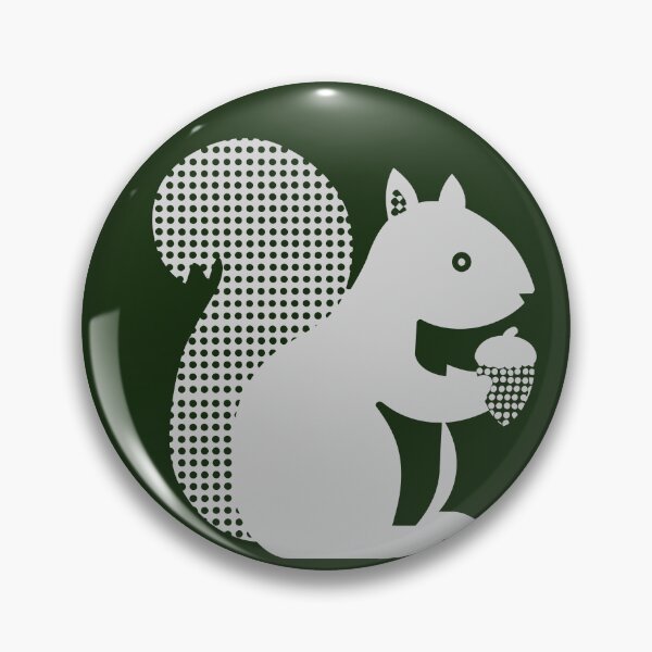 Item preview, Squirrel Holding Acorn Silhouette, Light Grey on Forest Green designed and sold by nikoart001.