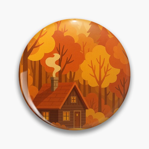Item preview, Cozy Autumn Cabin in Glowing Forest designed and sold by MIArt Studio.