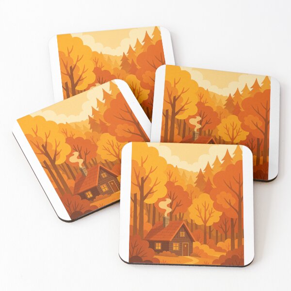 Item preview, Cozy Autumn Cabin in Glowing Forest designed and sold by MIArt Studio.