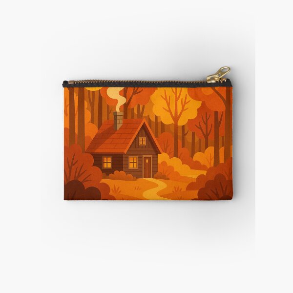 Item preview, Cozy Autumn Cabin in Glowing Forest designed and sold by MIArt Studio.