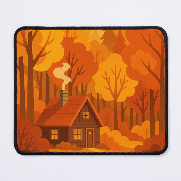 Item preview, Cozy Autumn Cabin in Glowing Forest designed and sold by MIArt Studio.