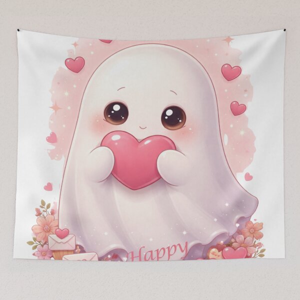 Item preview, Shy Ghost Holding Heart – Cute Valentine Love Illustration designed and sold by lavanya11.