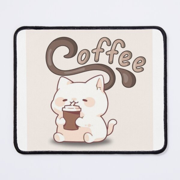 Item preview, Drawing of cute cat sipping coffee designed and sold by NivyasArtistry.