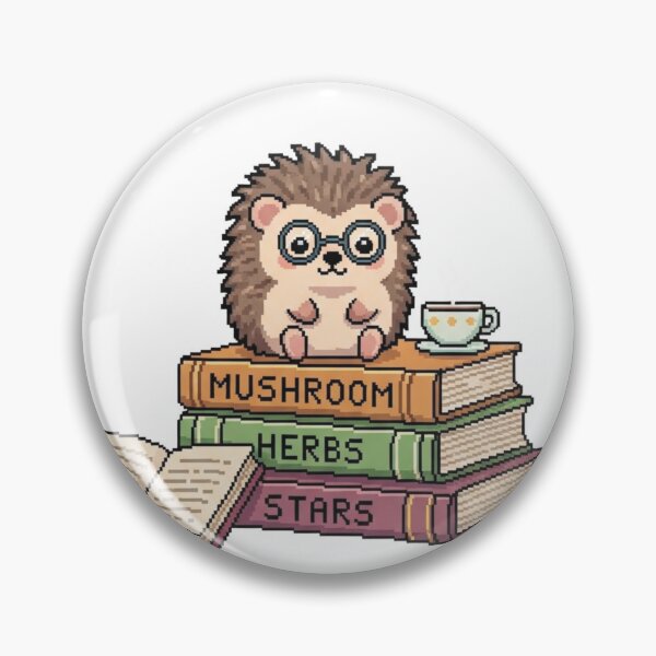 Item preview, Bookish Cottagecore Hedgehog Pixel Art Sticker - Kawaii Animal with Tiny Glasses & Stack of Books - Cozy Reading Decal for Laptop & Journal designed and sold by Pixel Girl Aesthetic Studio.