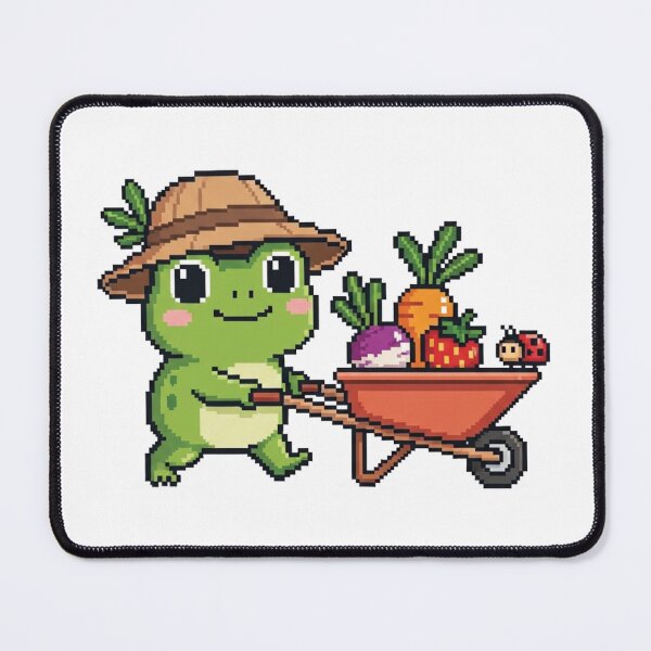 Item preview, Gardening Frog Pixel Art Sticker - Kawaii Frog Gardener with Wheelbarrow & Veggies - Cottagecore Garden Decal for Tools & Planner designed and sold by Pixel Girl Aesthetic Studio.