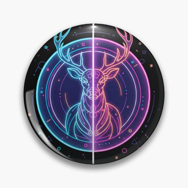 Item preview, Mirrored Deer Silhouette Spirit – Neon Symmetry Style designed and sold by Tily360.