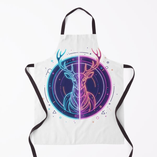 Item preview, Mirrored Deer Silhouette Spirit – Neon Symmetry Style designed and sold by Tily360.