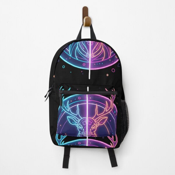 Item preview, Mirrored Deer Silhouette Spirit – Neon Symmetry Style designed and sold by Tily360.